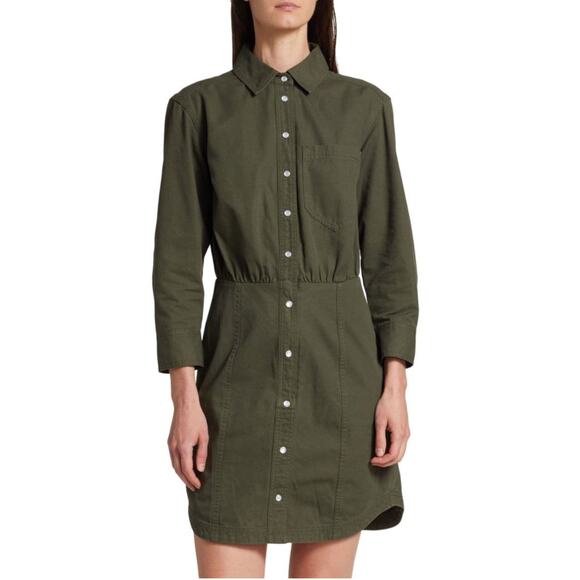 Veronica Beard Keston Utility Shirt Dress Army Green Size 0 $398 NWT - Picture 1 of 8